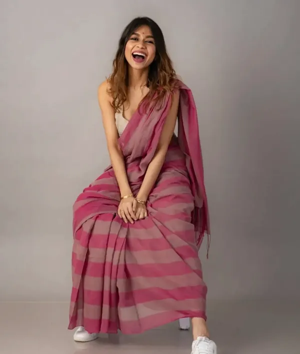 Pink_Premium_Linen_Cotton_Saree_For_Women