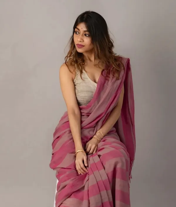 Pink_Premium_Linen_Cotton_Saree_For_Women