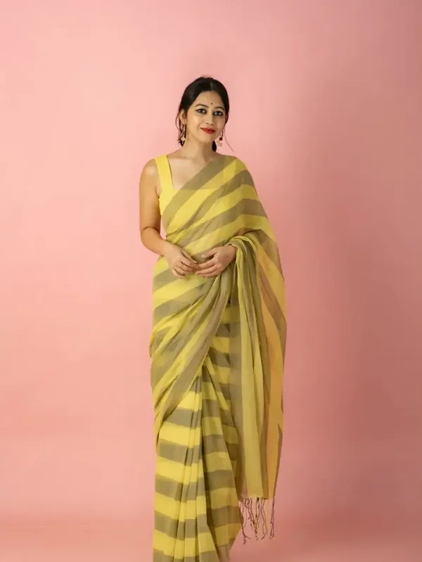 Yellow_Premium_Linen_Cotton_Saree_For_Women