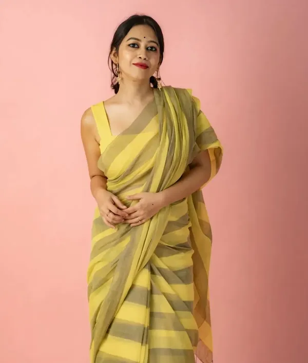 Yellow_Premium_Linen_Cotton_Saree_For_Women