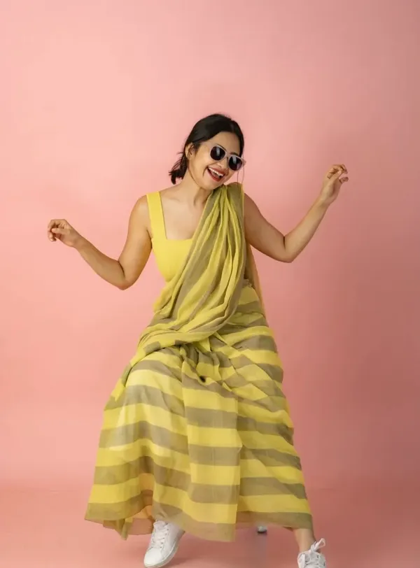 Yellow_Premium_Linen_Cotton_Saree_For_Women