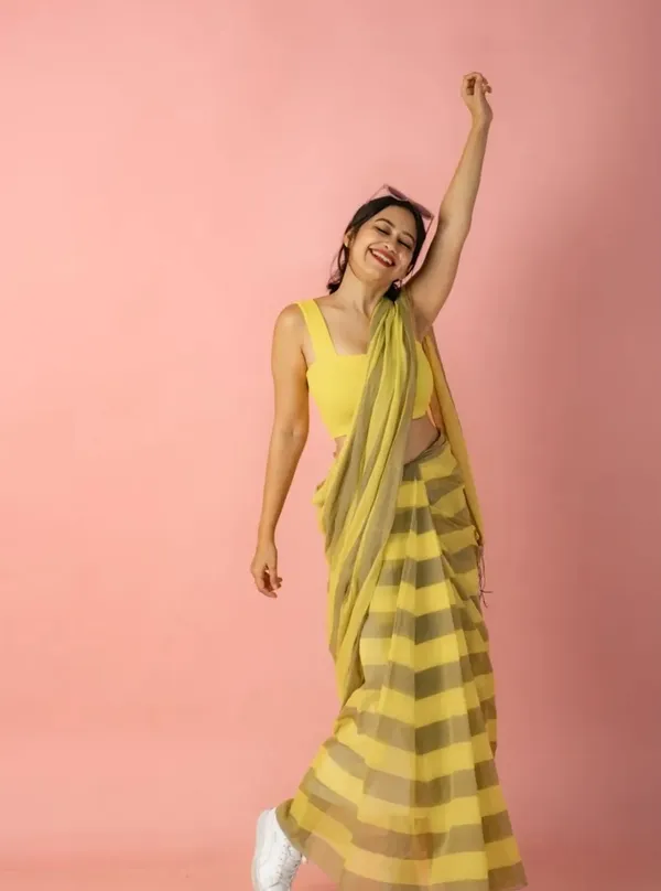 Yellow_Premium_Linen_Cotton_Saree_For_Women