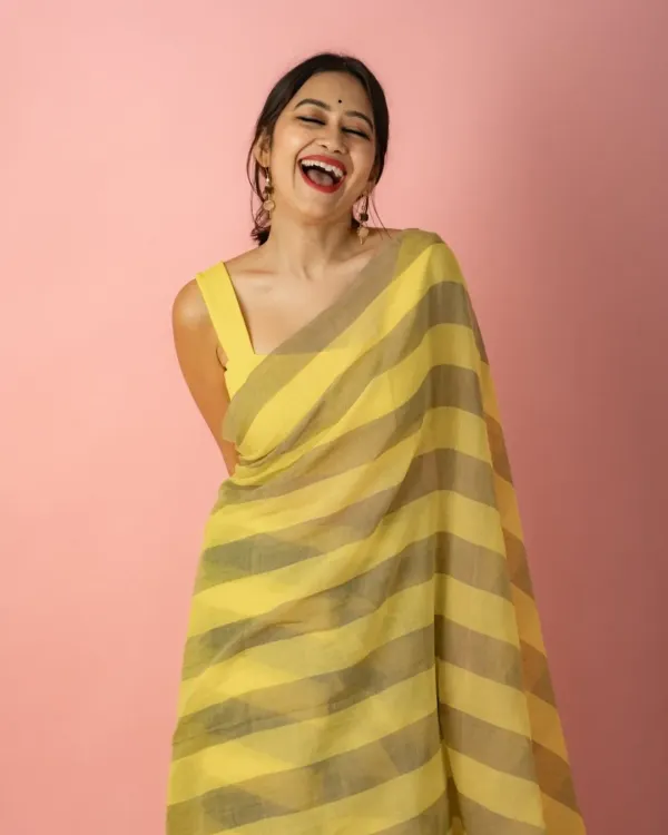 Yellow_Premium_Linen_Cotton_Saree_For_Women