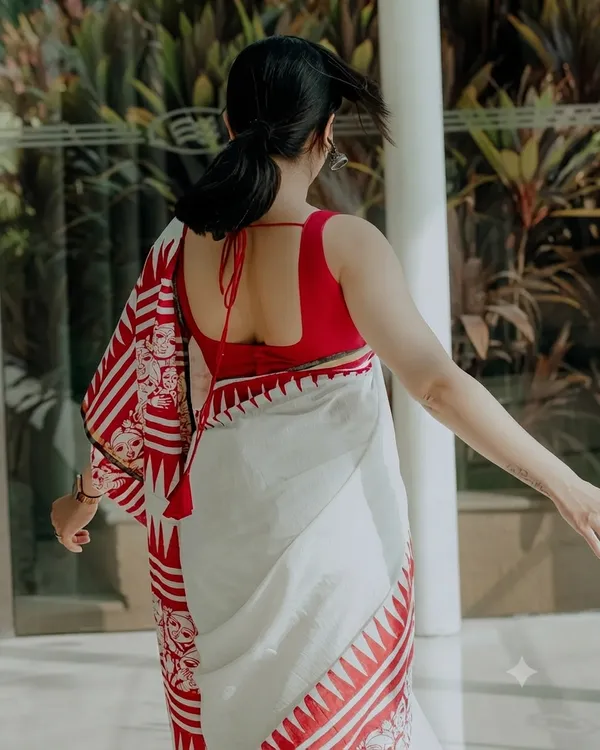 White_Premium_Linen_Cotton_Saree_For_Women