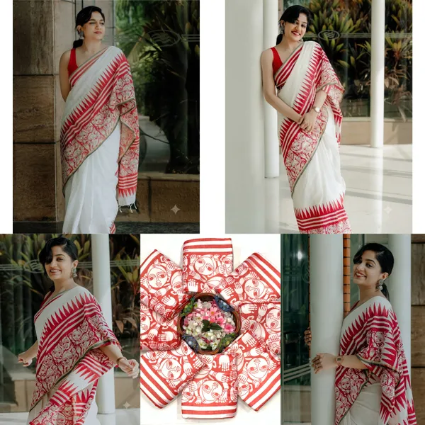 White_Premium_Linen_Cotton_Saree_For_Women