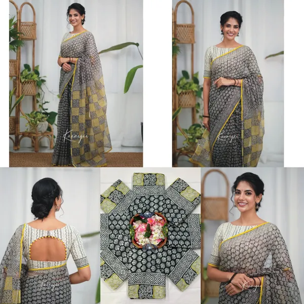 Off_White_Premium_Cotton_Kota_Check_Saree_For_Women
