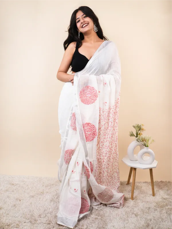 Pink_Linen_Cotton_Saree_For_Women