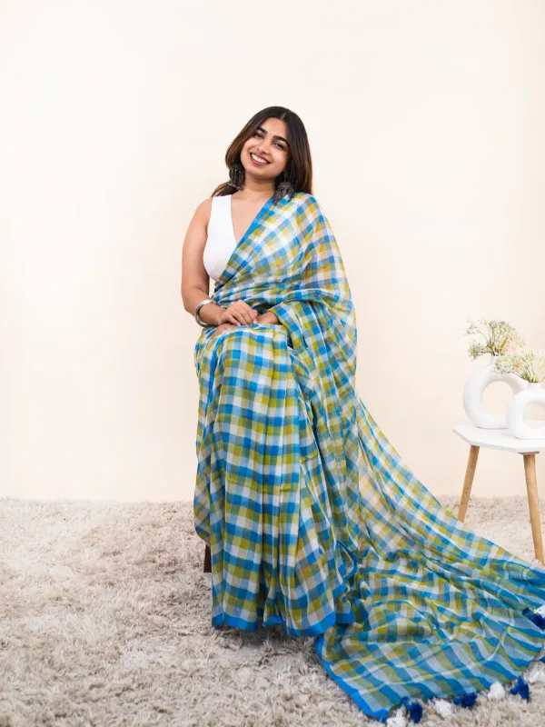 Blue_Linen_Cotton_Saree_For_Women