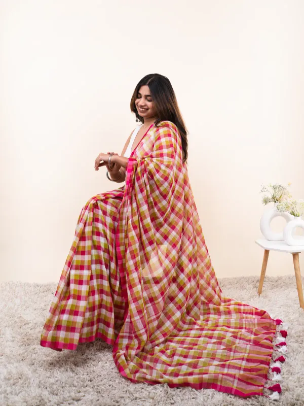 Red_Linen_Cotton_Saree_For_Women