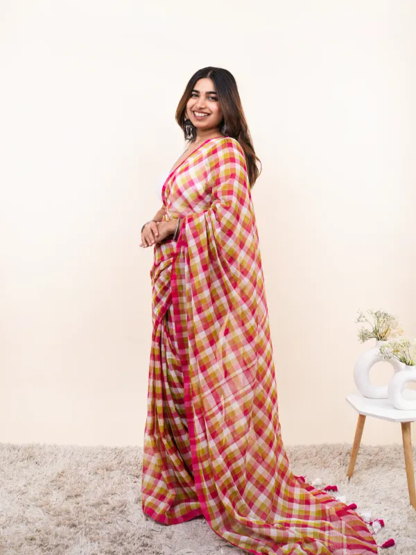 Red_Linen_Cotton_Saree_For_Women