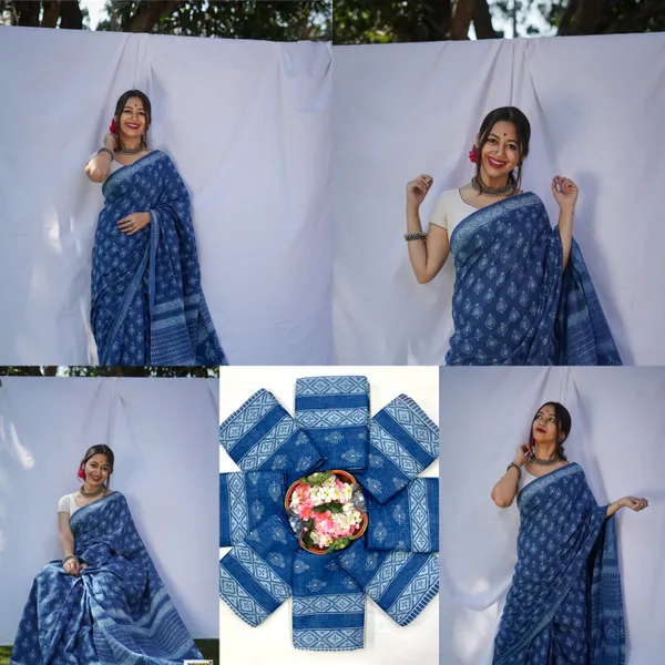 Indigo_Blue_Linen_Cotton_Saree_For_Women