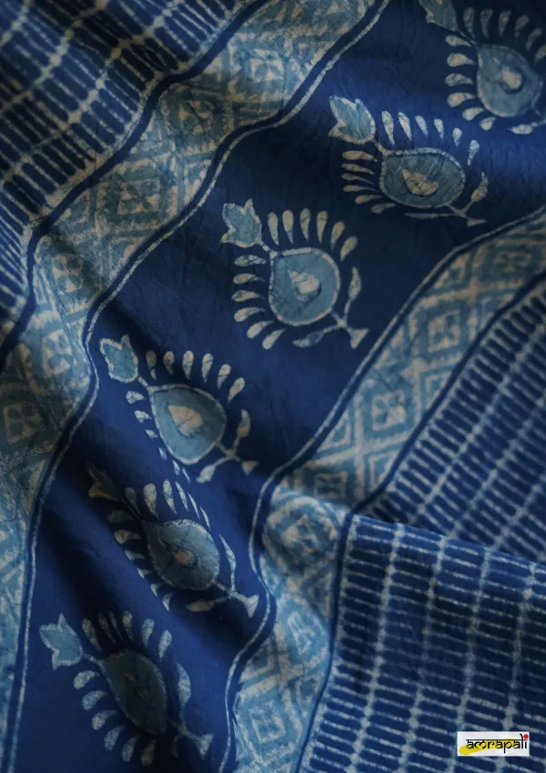 Indigo_Blue_Linen_Cotton_Saree_For_Women