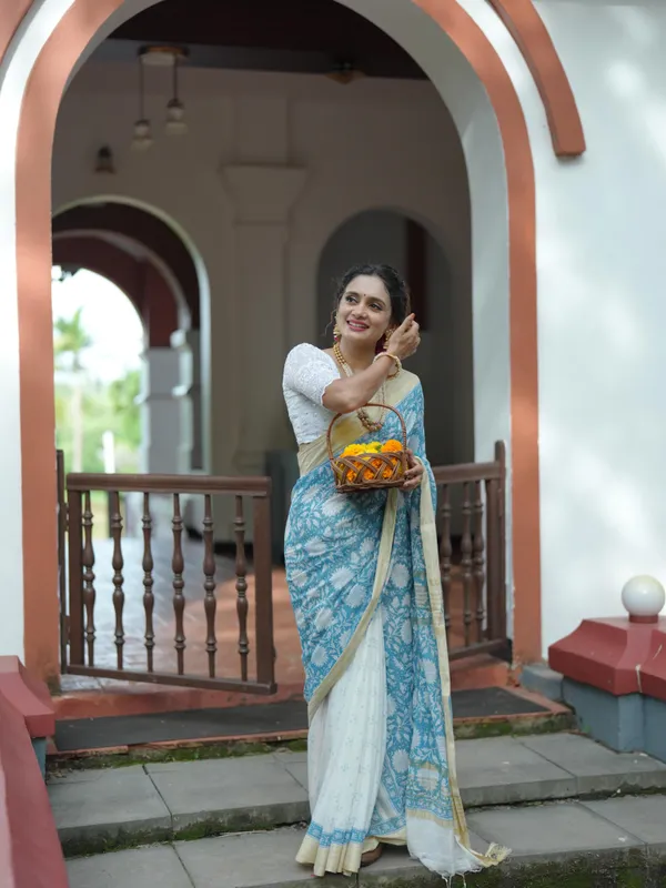 Sky_Blue_Premium_Linen_Cotton_Saree_For_Women