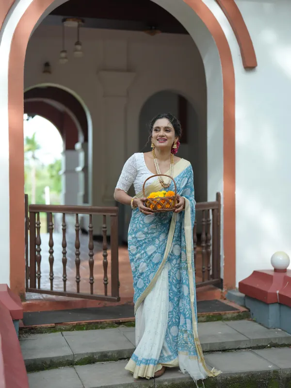 Sky_Blue_Premium_Linen_Cotton_Saree_For_Women