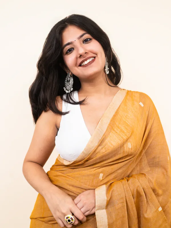 Orange_Premium_Linen_Cotton_Saree_For_Women