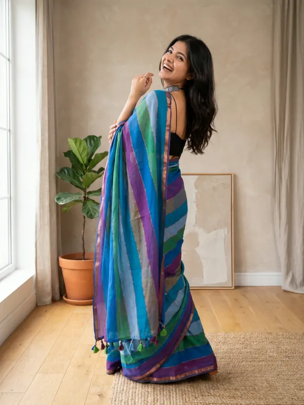 Blue_Premium_Linen_Cotton_Saree_For_Women