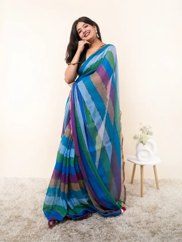 Blue_Premium_Linen_Cotton_Saree_For_Women