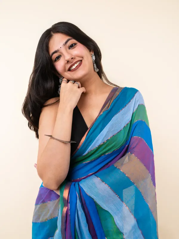 Blue_Premium_Linen_Cotton_Saree_For_Women