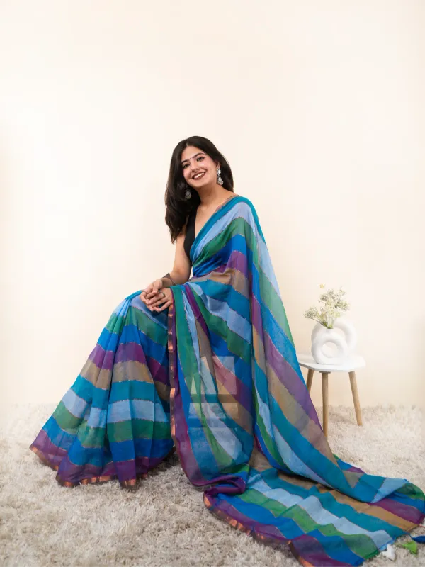 Blue_Premium_Linen_Cotton_Saree_For_Women