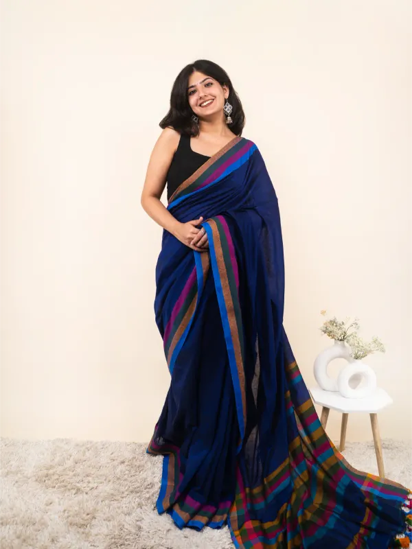 Blue_Premium_Linen_Cotton_Saree_For_Women
