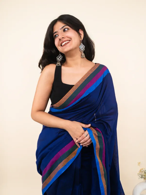 Blue_Premium_Linen_Cotton_Saree_For_Women