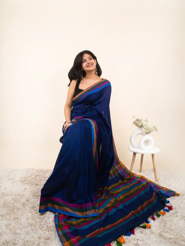 Blue_Premium_Linen_Cotton_Saree_For_Women