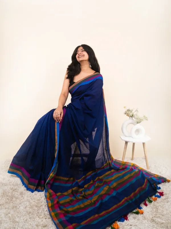 Blue_Premium_Linen_Cotton_Saree_For_Women
