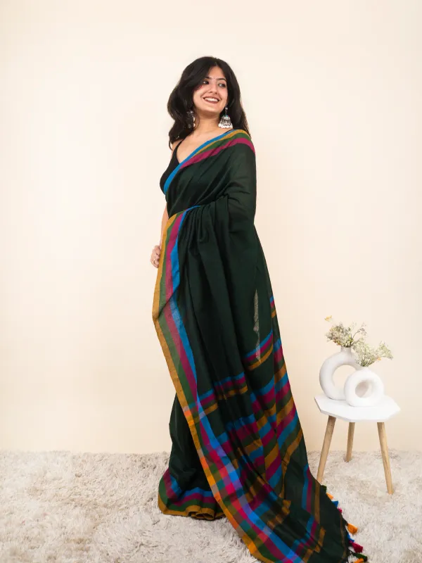 Green_Premium_Linen_Cotton_Saree_For_Women