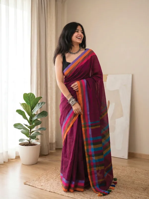 Pink_Premium_Linen_Cotton_Saree_For_Women