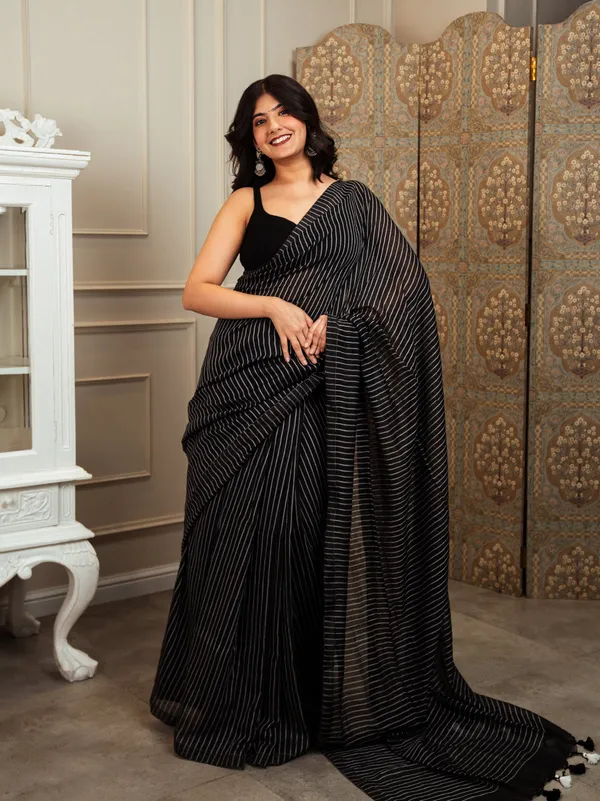 Black_Premium_Linen_Cotton_Saree_For_Women