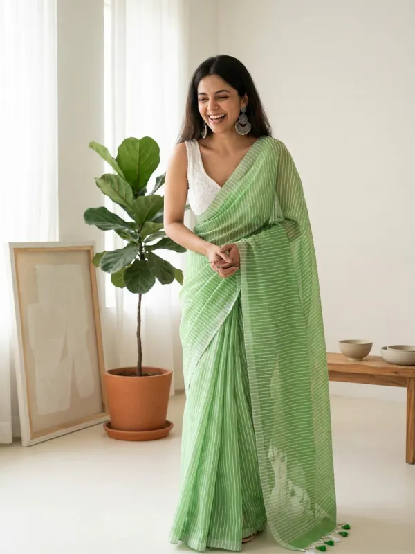 Green_Premium_Linen_Cotton_Saree_For_Women