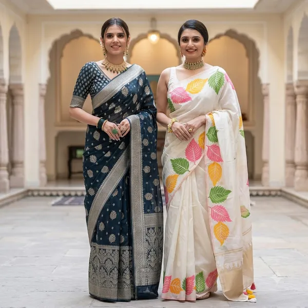 Gree_and_White_Saree_for_Women