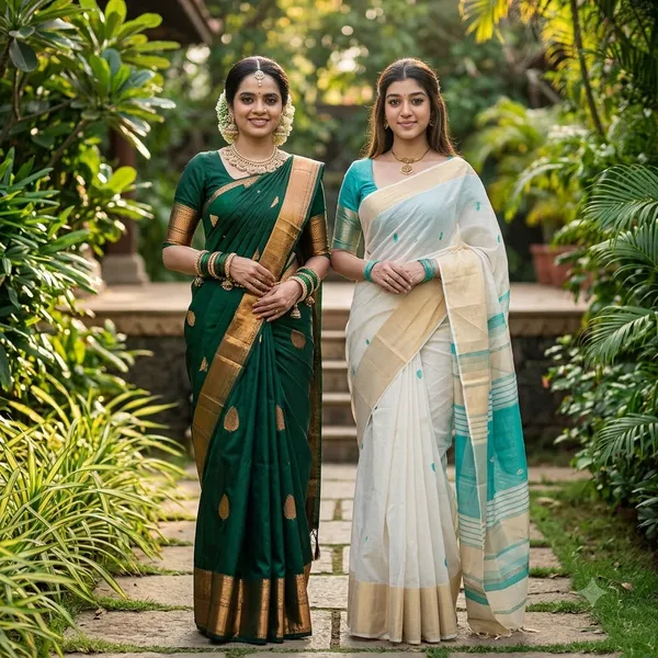Green_and_White_Saree_for_Women