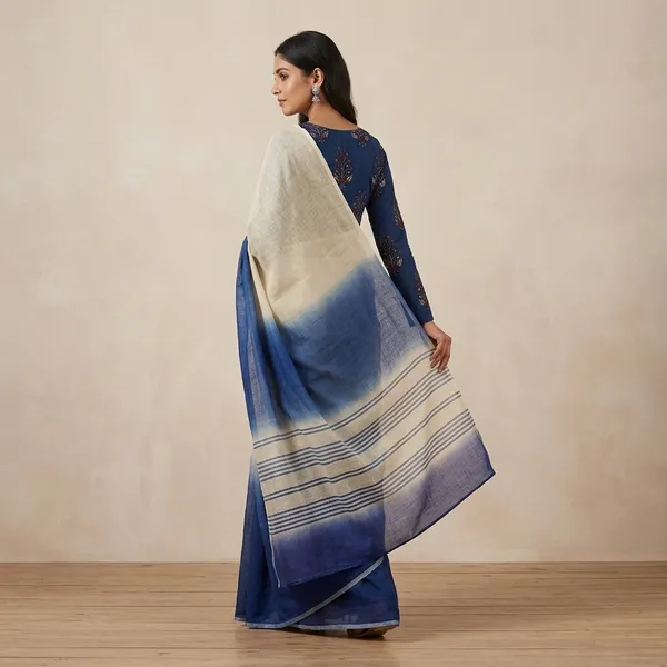 Beige_Blue_Linen_Cotton_Shading_Digital_Print_Saree_For_Women