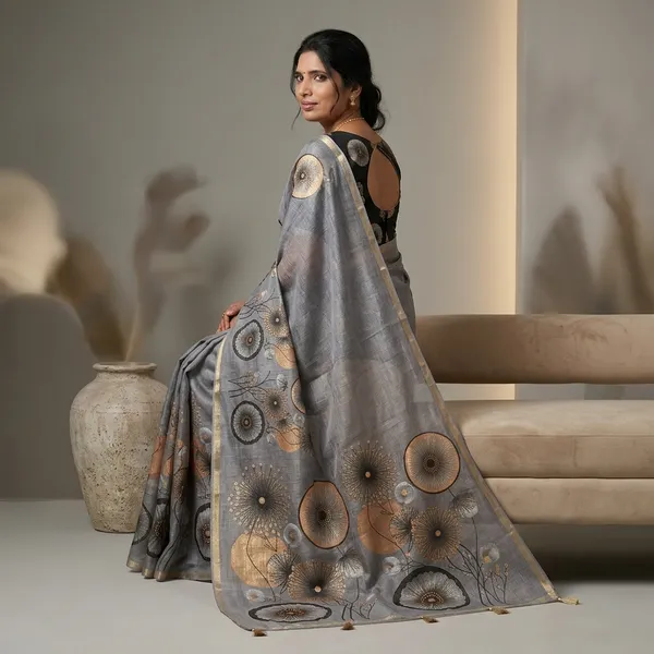 Grey_Linen_Cotton_Digital_Print_Gold_Zari_Saree_For_Women