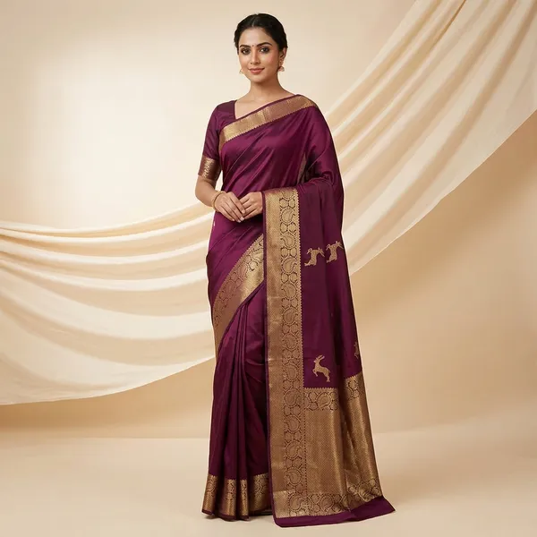 Wine_Litchi_Silk_Jacquard_Pallu_Saree_For_Women