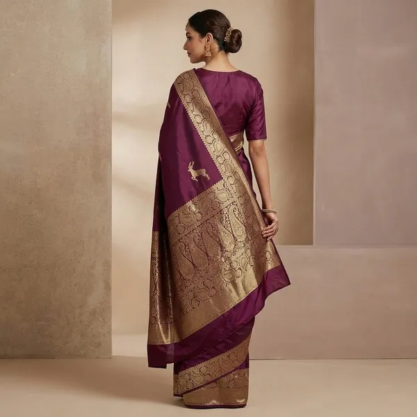 Wine_Litchi_Silk_Jacquard_Pallu_Saree_For_Women
