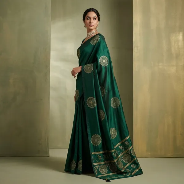 Green_Litchi_Silk_Party_Print_Saree_For_Women