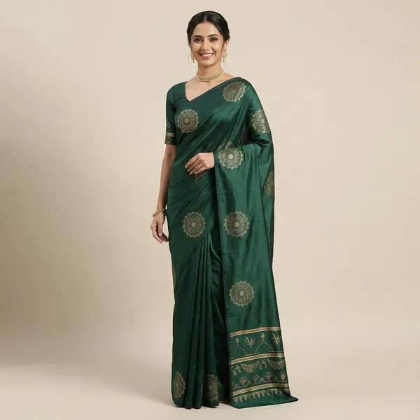 Green_Litchi_Silk_Party_Print_Saree_For_Women