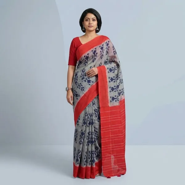 Red_Blue_Linen_Cotton_Shading_Digital_Print_Saree_For_Women