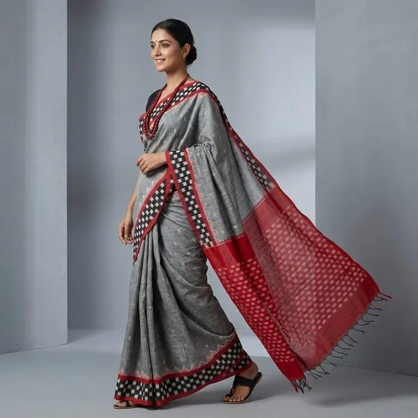 Grey_Red_Linen_Cotton_Digital_Print_Saree_For_Women