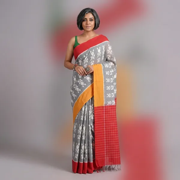 Red_Grey_Linen_Cotton_Digital_Print_Saree_For_Women