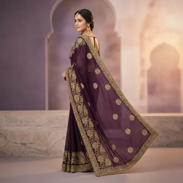 Violet_Heavy_Georgette_Embroidered_Saree_For_Women