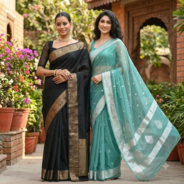 Sea_Green_and_Black_Saree_for_Women