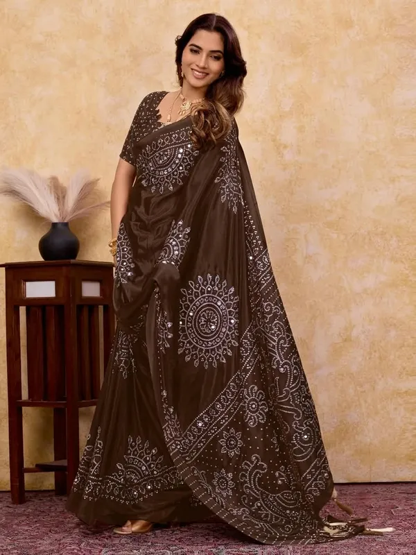 Brown_Dull_Moss_Georgette_Saree_For_Women