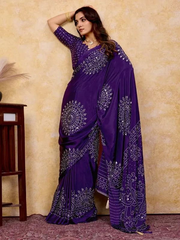Purple_Dull_Moss_Georgette_Saree_For_Women