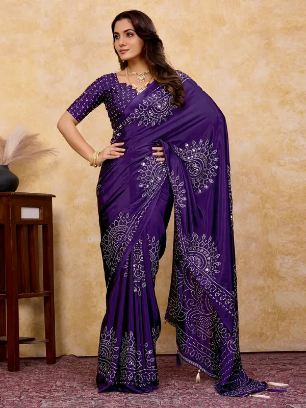 Purple_Dull_Moss_Georgette_Saree_For_Women