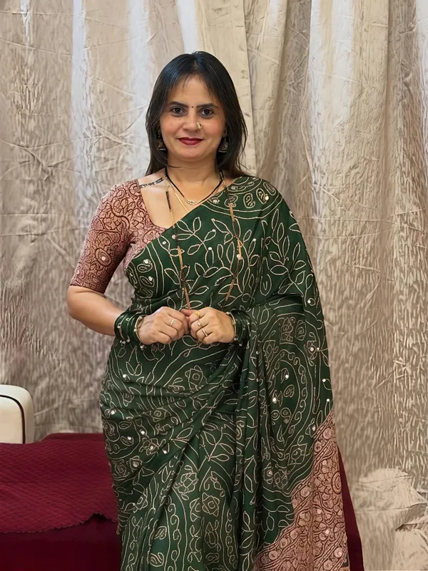 Green_Satin_Viscose_Saree_with_Ajrak_Print_and_Mirror_Work_for_Women
