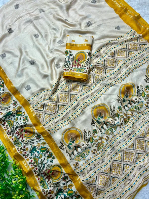 Gold_Marshmallow_Saree_For_Women