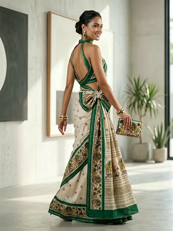 Green_Marshmallow_Saree_For_Women